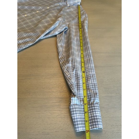Men’s Peter Millar Gray Blue Check Shirt Plaid Button Down Shirt Size XL - Picture 11 of 11